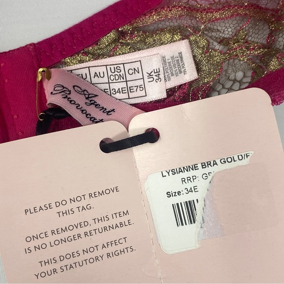 Agent Provocateur Lysianne Gold Fuchsia Bra NWT $335 - Picture 12 of 16